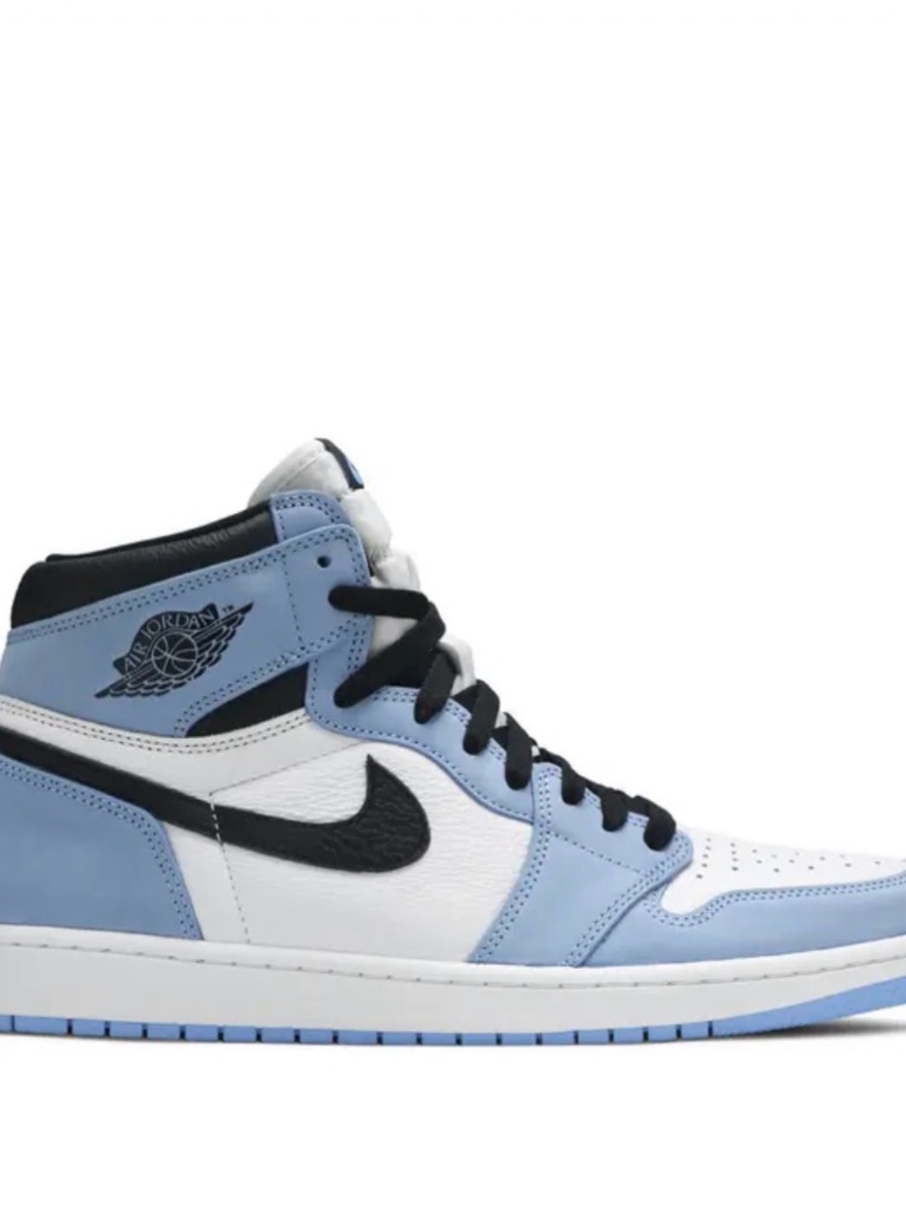 Jordan Air 1 High Top in White, Light Blue & Black